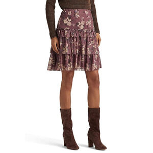 Lauren Ralph Lauren Women Floral Tiered Skirt Purple Multi Size 6